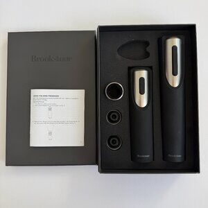 Brookstone Wine Gift Set Black & Silver Electric Wine Opener Preserver